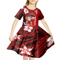 Personalised Hawaii Christmas Kid Short Sleeve Dress Mele Kalikimaka Surfing Santa Claus LT14 - Polynesian Pride