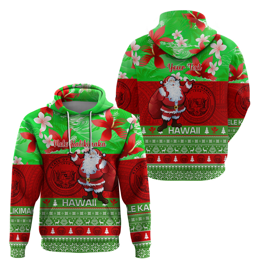 Personalised Hawaii Christmas Hoodie Mele Kalikimaka Hawaiian Santa Tropical Vibes LT14 - Polynesian Pride