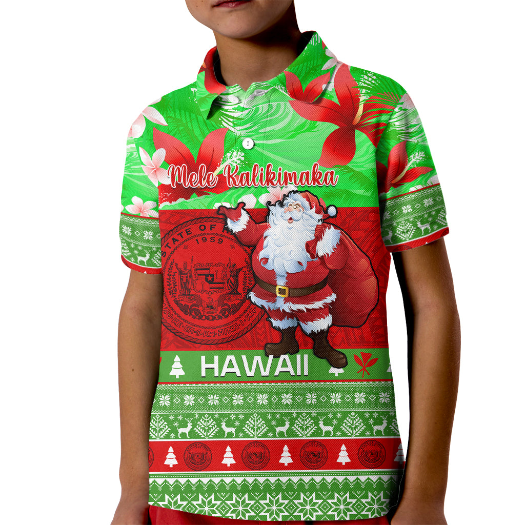 Personalised Hawaii Christmas Kid Polo Shirt Mele Kalikimaka Hawaiian Santa Tropical Vibes LT14 Kid Red - Polynesian Pride