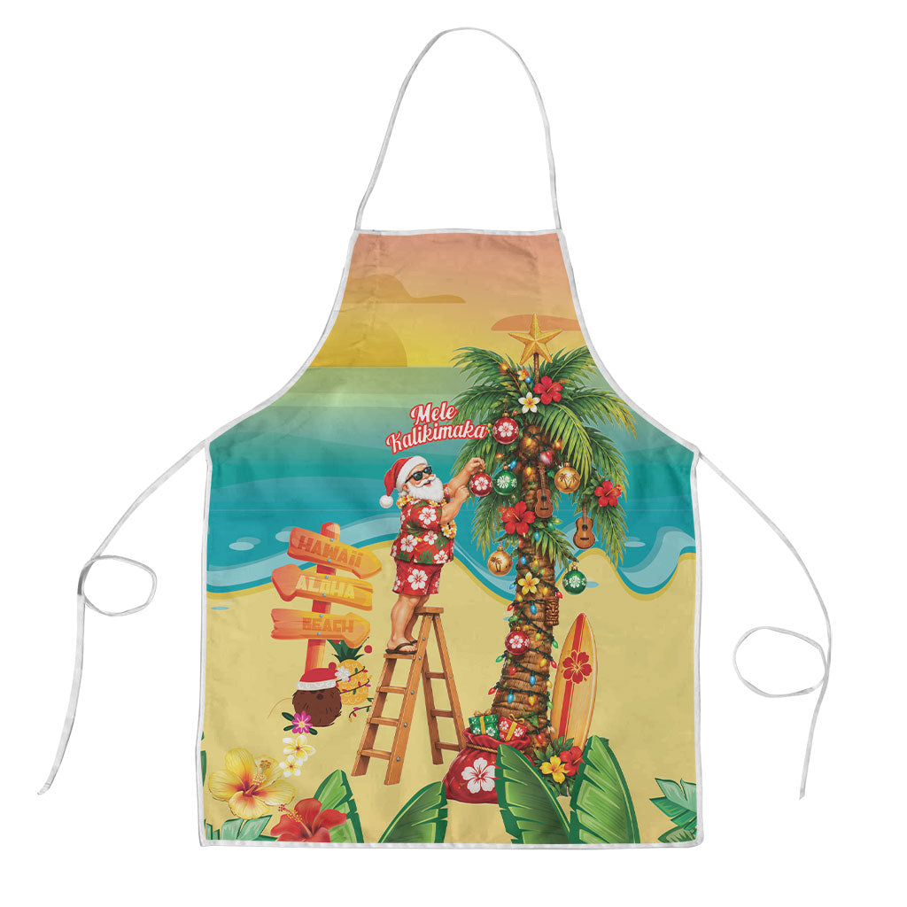 Hawaii Christmas Mele Kalikimaka Apron Santa Decorating Xmas Palm Tree Tropical Vibes LT14 Multicolor - Polynesian Pride