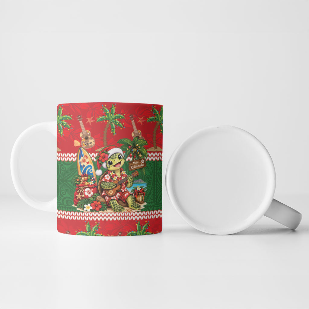 Hawaii Christmas Mele Kalikimaka Ceramic Mug Aloha Turtle Santa With Ukulele LT14 - Polynesian Pride