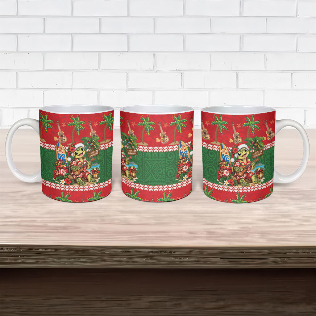 Hawaii Christmas Mele Kalikimaka Ceramic Mug Aloha Turtle Santa With Ukulele LT14 - Polynesian Pride