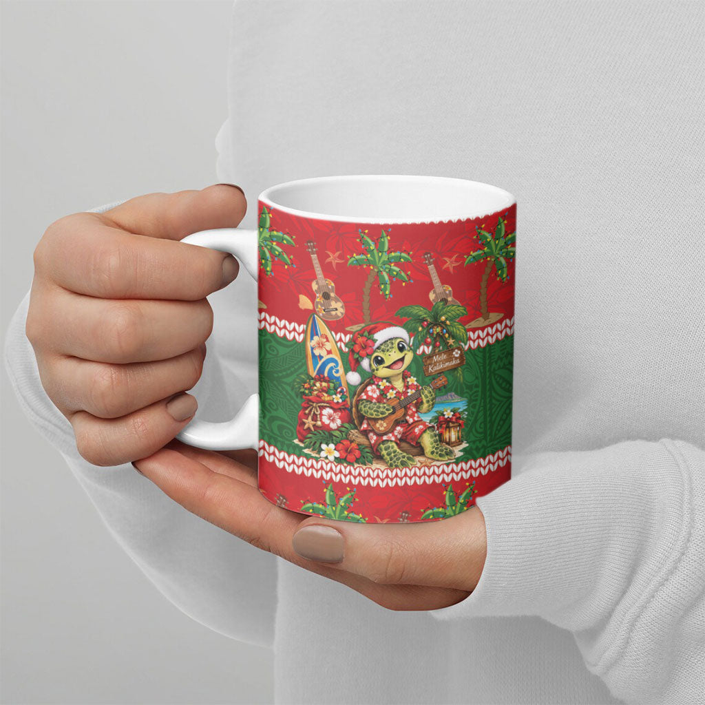 Hawaii Christmas Mele Kalikimaka Ceramic Mug Aloha Turtle Santa With Ukulele LT14 - Polynesian Pride