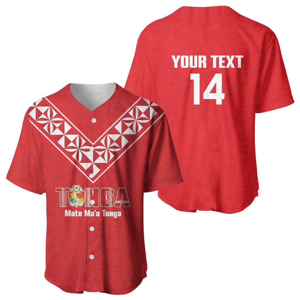 Mate Maa Tonga Rugby Custom Baseball Jersey 2026 Tongan Ngatu Pattern Red LT14 - Polynesian Pride