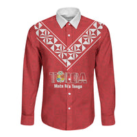 Mate Maa Tonga Rugby Custom Long Sleeve Button Shirt 2026 Tongan Ngatu Pattern Red LT14 Unisex Red - Polynesian Pride