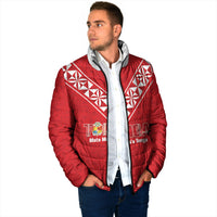 Mate Maa Tonga Rugby Custom Padded Jacket 2026 Tongan Ngatu Pattern Red LT14 - Polynesian Pride