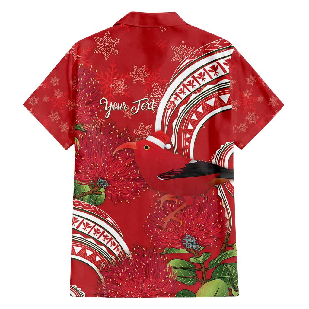 Personalized Mele Kalikimaka Hawaii Family Matching Tank Maxi Dress and Hawaiian Shirt I'iwi Bird With Ohia Lehua - Red Color