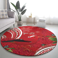 Personalized Mele Kalikimaka Hawaii Round Carpet I'iwi Bird With Ohia Lehua - Red Color LT14 - Polynesian Pride