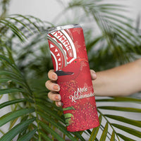 Personalized Mele Kalikimaka Hawaii Skinny Tumbler I'iwi Bird With Ohia Lehua - Red Color