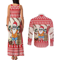 Hawaii Christmas Six Seven Couples Matching Tank Maxi Dress and Long Sleeve Button Shirt Mele Kalikimaka Funny Santa 67 Gen Alpha Slang - Polynesian Pride