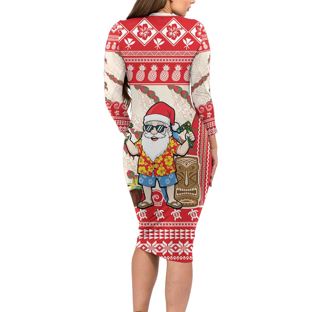 Hawaii Christmas Six Seven Family Matching Long Sleeve Bodycon Dress and Hawaiian Shirt Mele Kalikimaka Funny Santa 67 Gen Alpha Slang - Polynesian Pride