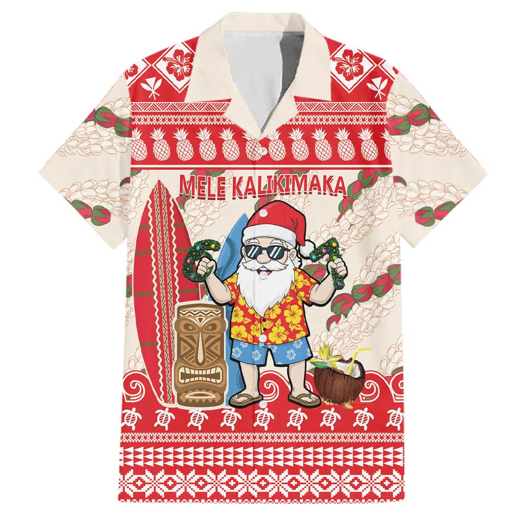 Hawaii Christmas Six Seven Family Matching Summer Maxi Dress and Hawaiian Shirt Mele Kalikimaka Funny Santa 67 Gen Alpha Slang LT14 Dad's Shirt - Short Sleeve Red - Polynesian Pride