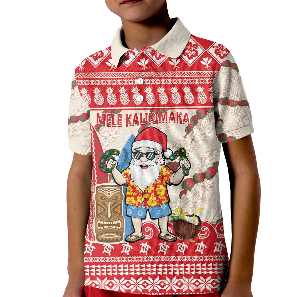 Hawaii Christmas Six Seven Kid Polo Shirt Mele Kalikimaka Funny Santa 67 Gen Alpha Slang - Polynesian Pride