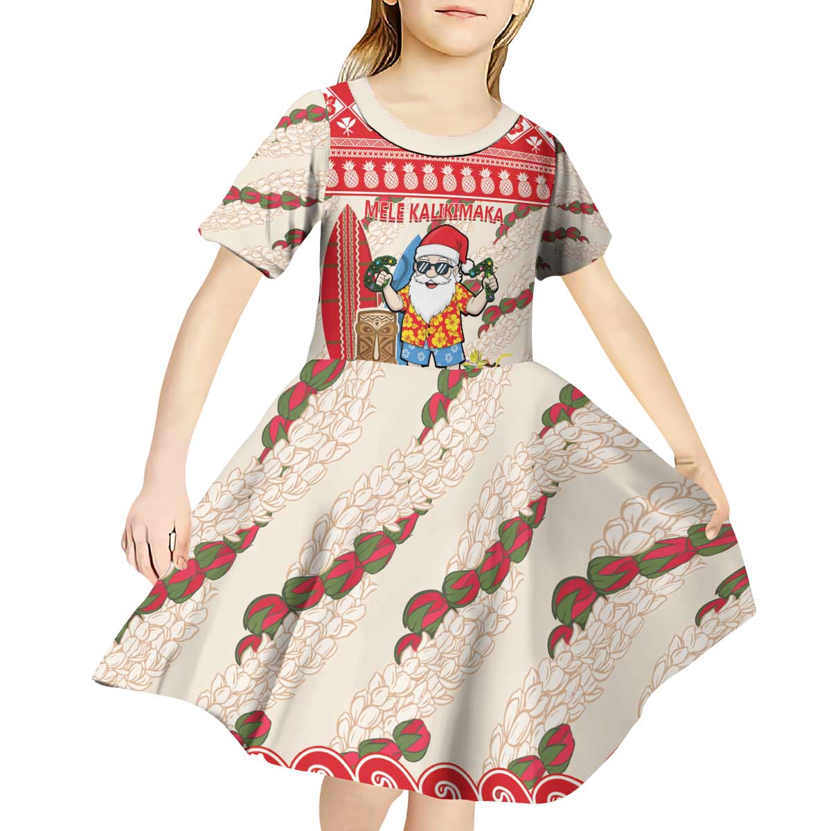 Hawaii Christmas Six Seven Kid Short Sleeve Dress Mele Kalikimaka Funny Santa 67 Gen Alpha Slang - Polynesian Pride