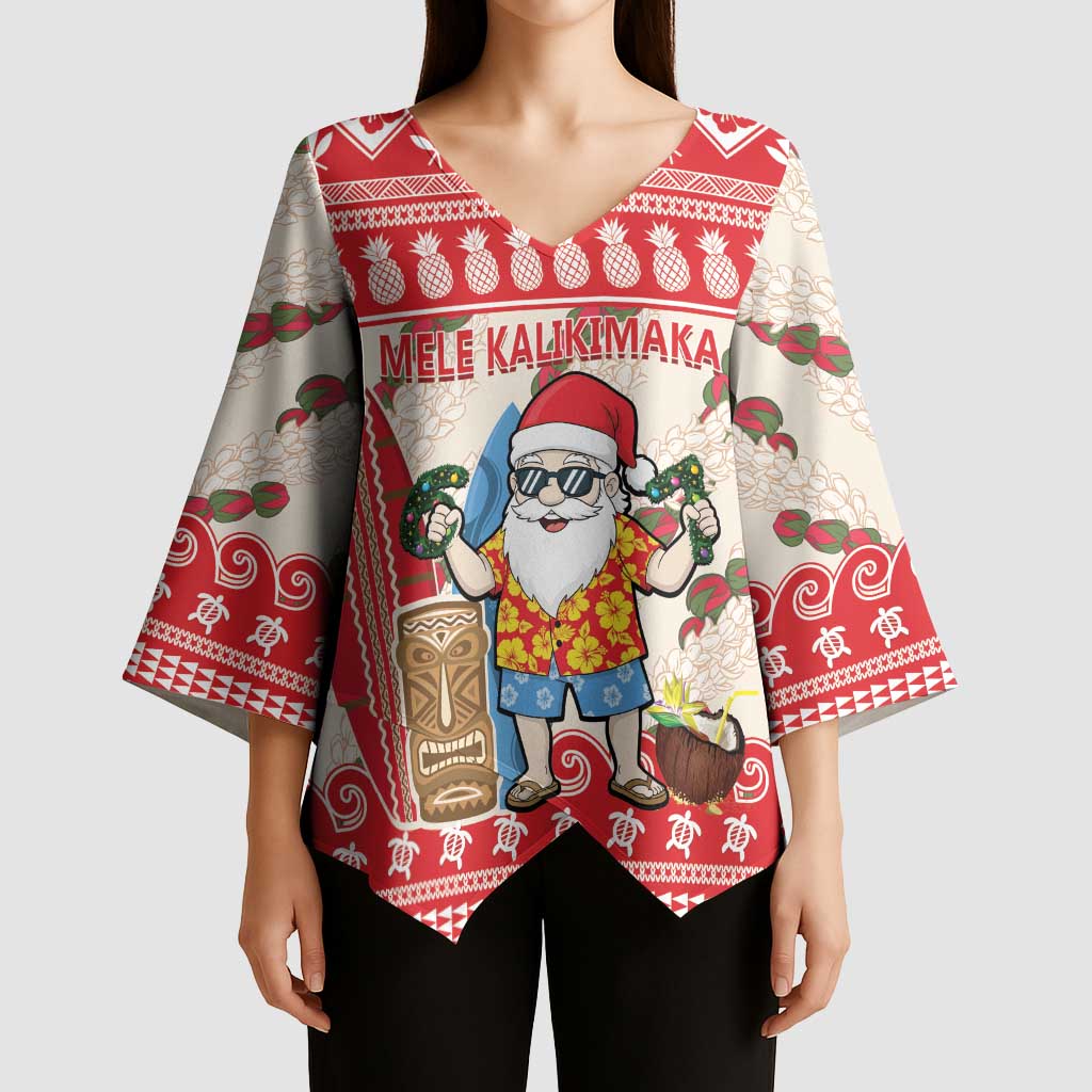 Hawaii Christmas Six Seven Kimono Sleeve Blouse Mele Kalikimaka Funny Santa 67 Gen Alpha Slang - Polynesian Pride