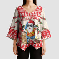 Hawaii Christmas Six Seven Kimono Sleeve Blouse Mele Kalikimaka Funny Santa 67 Gen Alpha Slang - Polynesian Pride