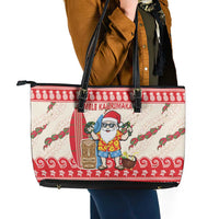 Hawaii Christmas Six Seven Leather Tote Bag Mele Kalikimaka Funny Santa 67 Gen Alpha Slang - Polynesian Pride