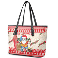 Hawaii Christmas Six Seven Leather Tote Bag Mele Kalikimaka Funny Santa 67 Gen Alpha Slang - Polynesian Pride