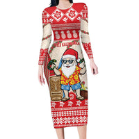 Hawaii Christmas Six Seven Long Sleeve Bodycon Dress Mele Kalikimaka Funny Santa 67 Gen Alpha Slang - Polynesian Pride