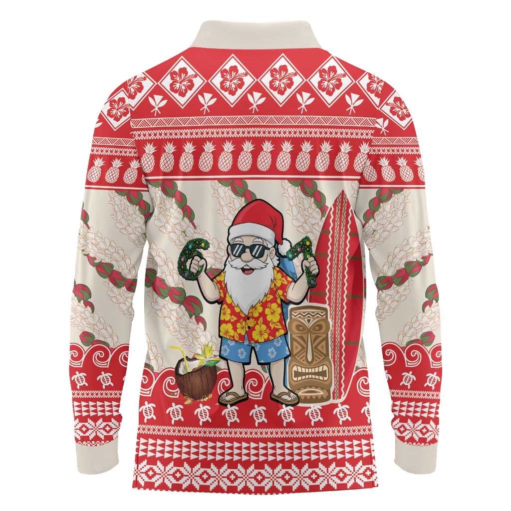 Hawaii Christmas Six Seven Long Sleeve Polo Shirt Mele Kalikimaka Funny Santa 67 Gen Alpha Slang - Polynesian Pride