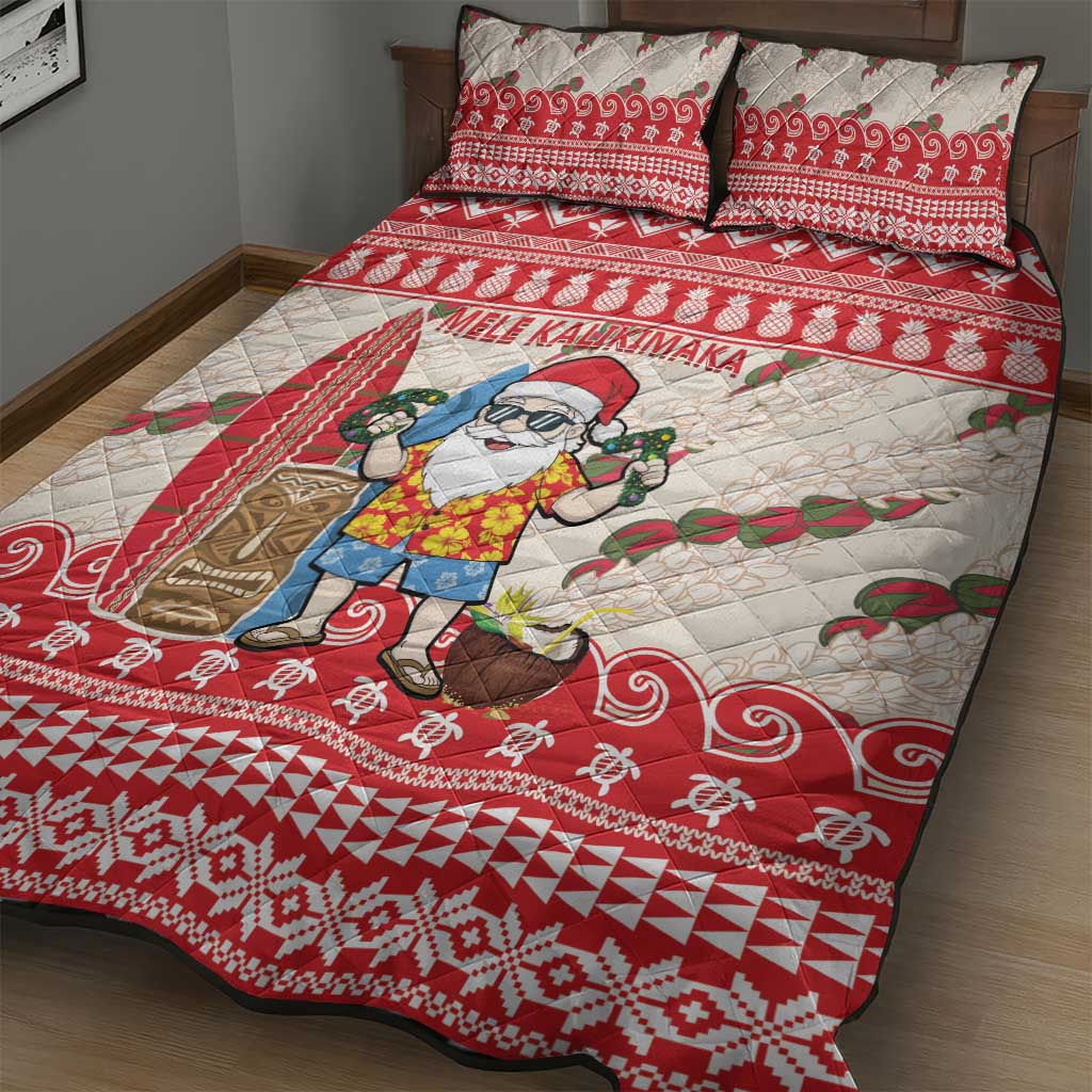 Hawaii Christmas Six Seven Quilt Bed Set Mele Kalikimaka Funny Santa 67 Gen Alpha Slang - Polynesian Pride