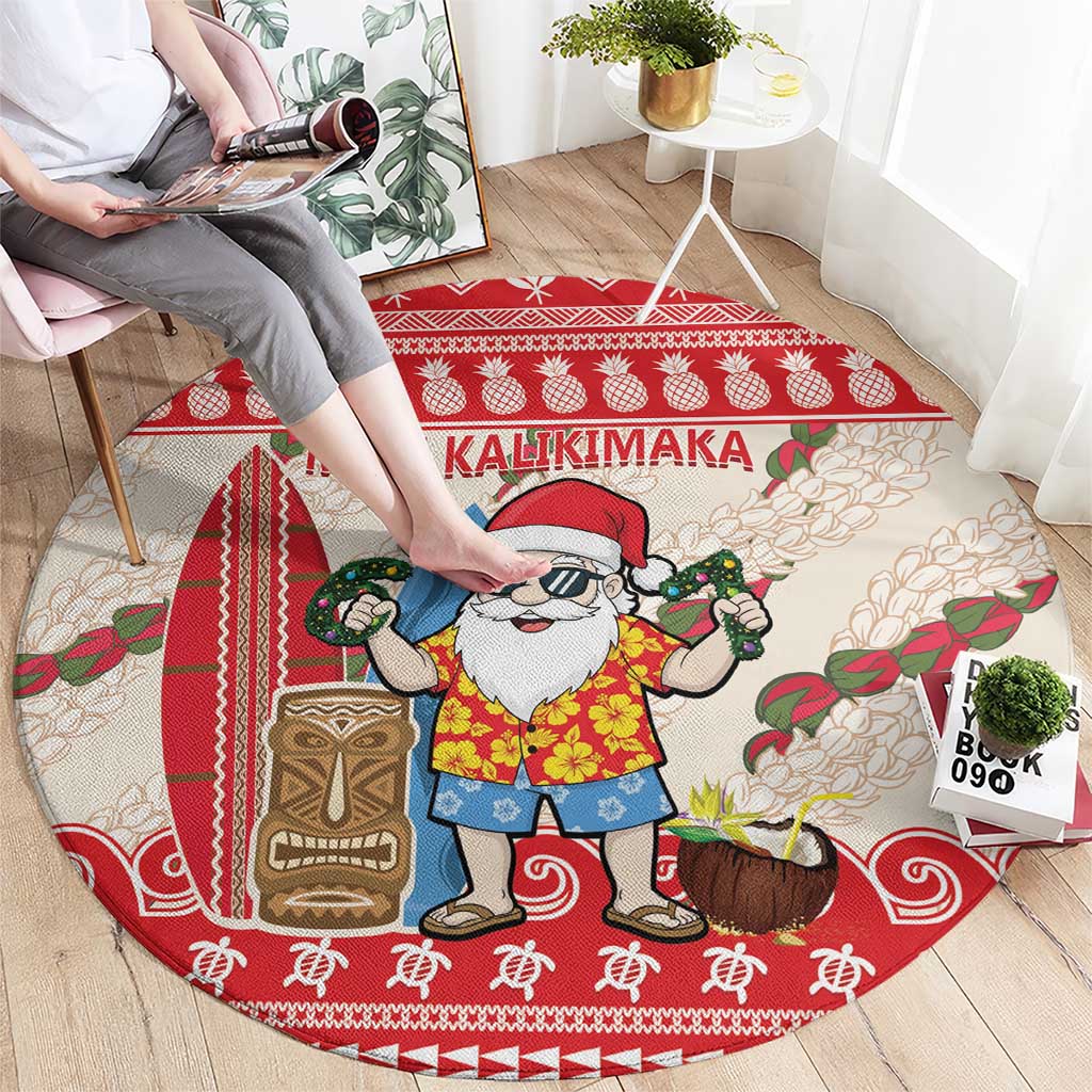 Hawaii Christmas Six Seven Round Carpet Mele Kalikimaka Funny Santa 67 Gen Alpha Slang - Polynesian Pride