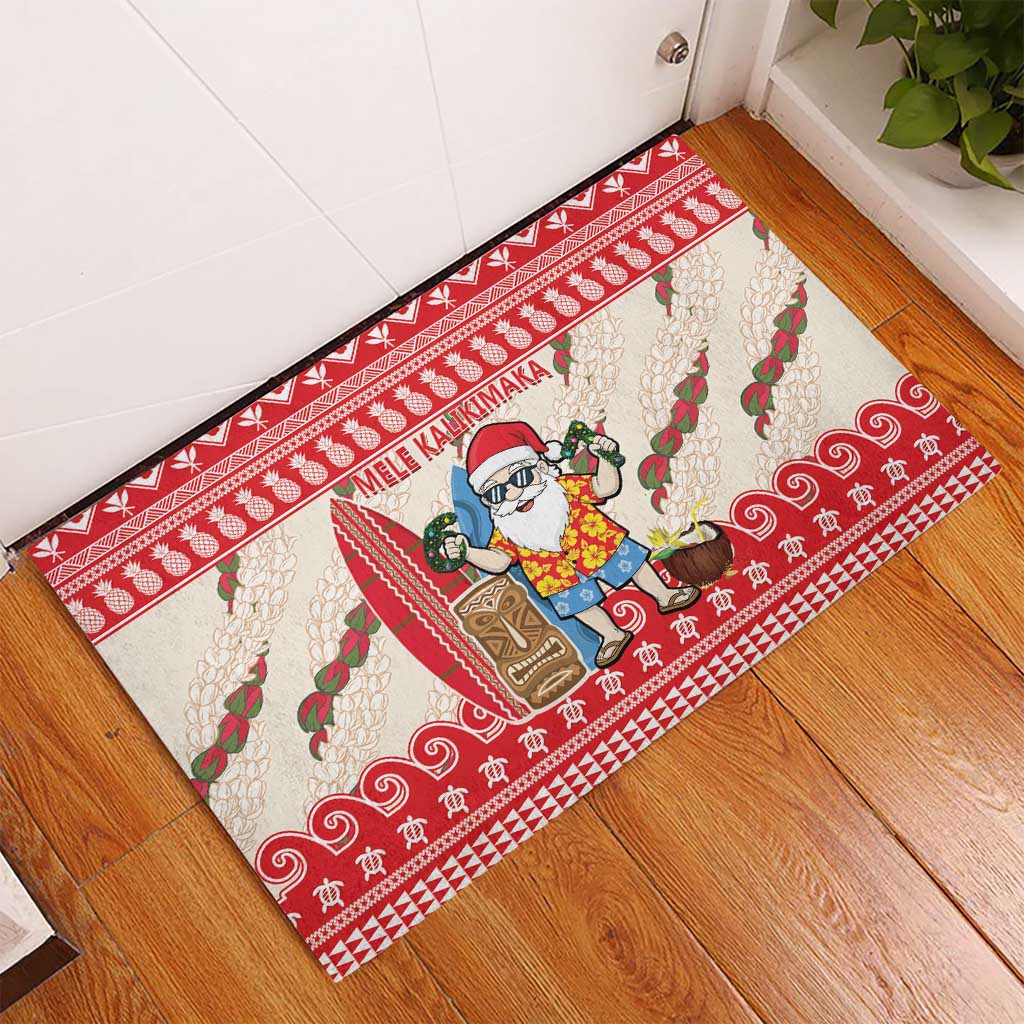 Hawaii Christmas Six Seven Rubber Doormat Mele Kalikimaka Funny Santa 67 Gen Alpha Slang - Polynesian Pride