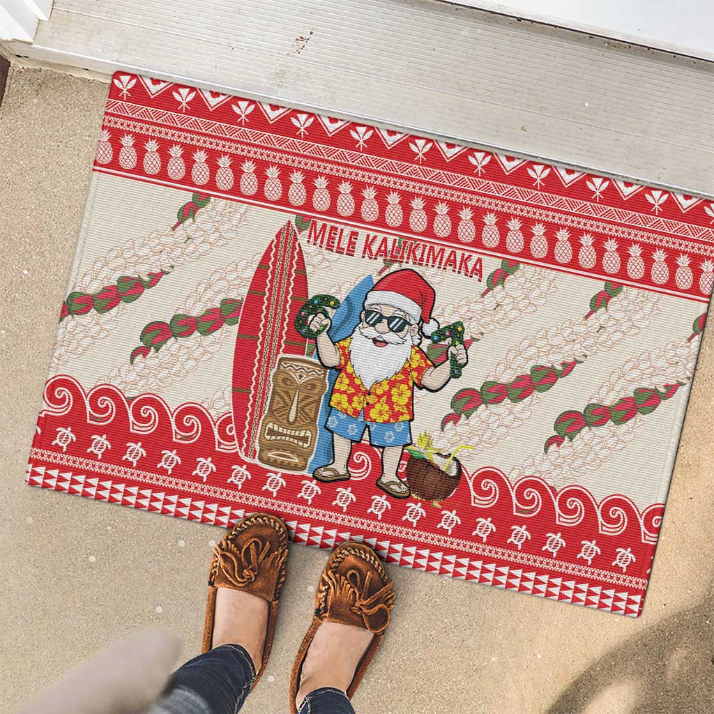 Hawaii Christmas Six Seven Rubber Doormat Mele Kalikimaka Funny Santa 67 Gen Alpha Slang - Polynesian Pride