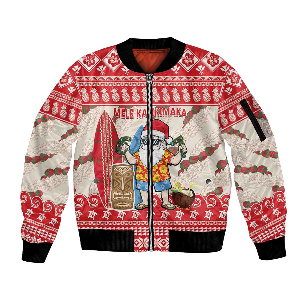 Hawaii Christmas Six Seven Sleeve Zip Bomber Jacket Mele Kalikimaka Funny Santa 67 Gen Alpha Slang - Polynesian Pride