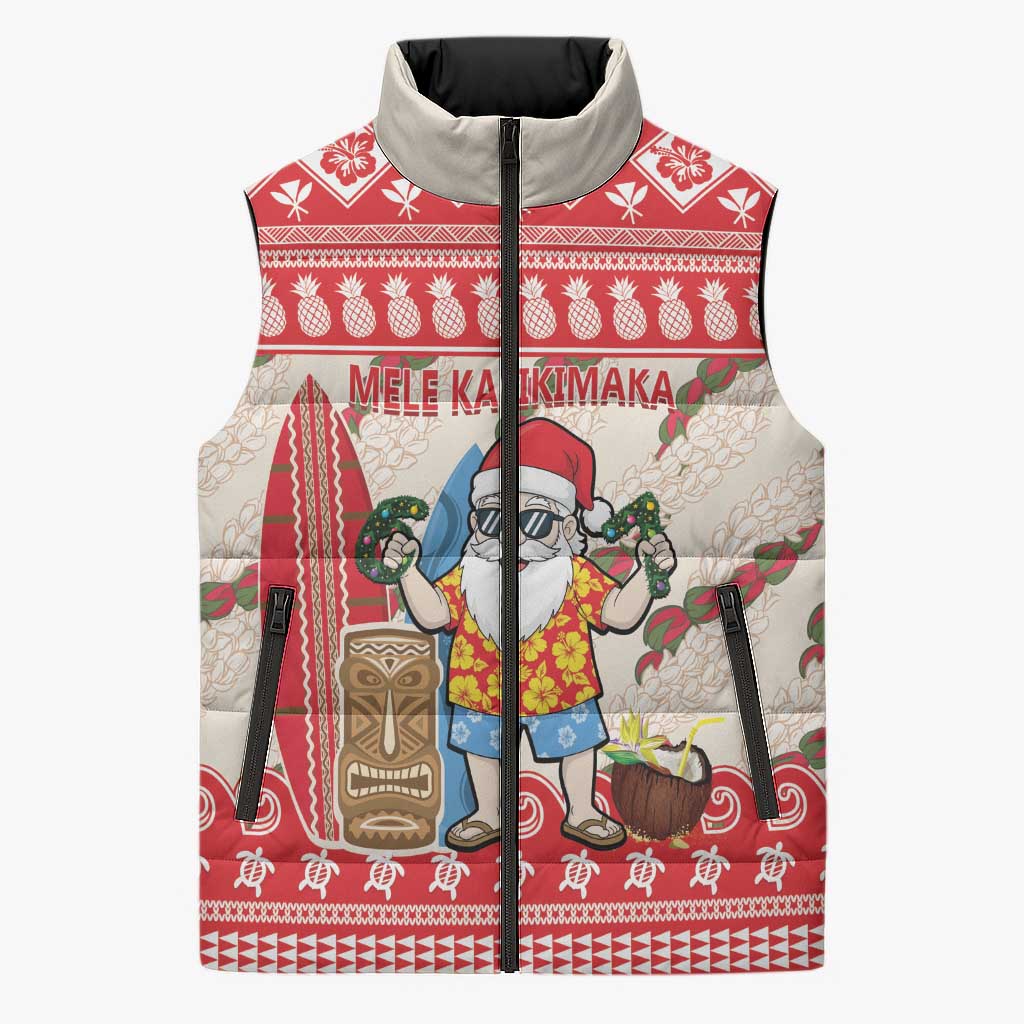 Hawaii Christmas Six Seven Sleeveless Puffer Jacket Mele Kalikimaka Funny Santa 67 Gen Alpha Slang - Polynesian Pride