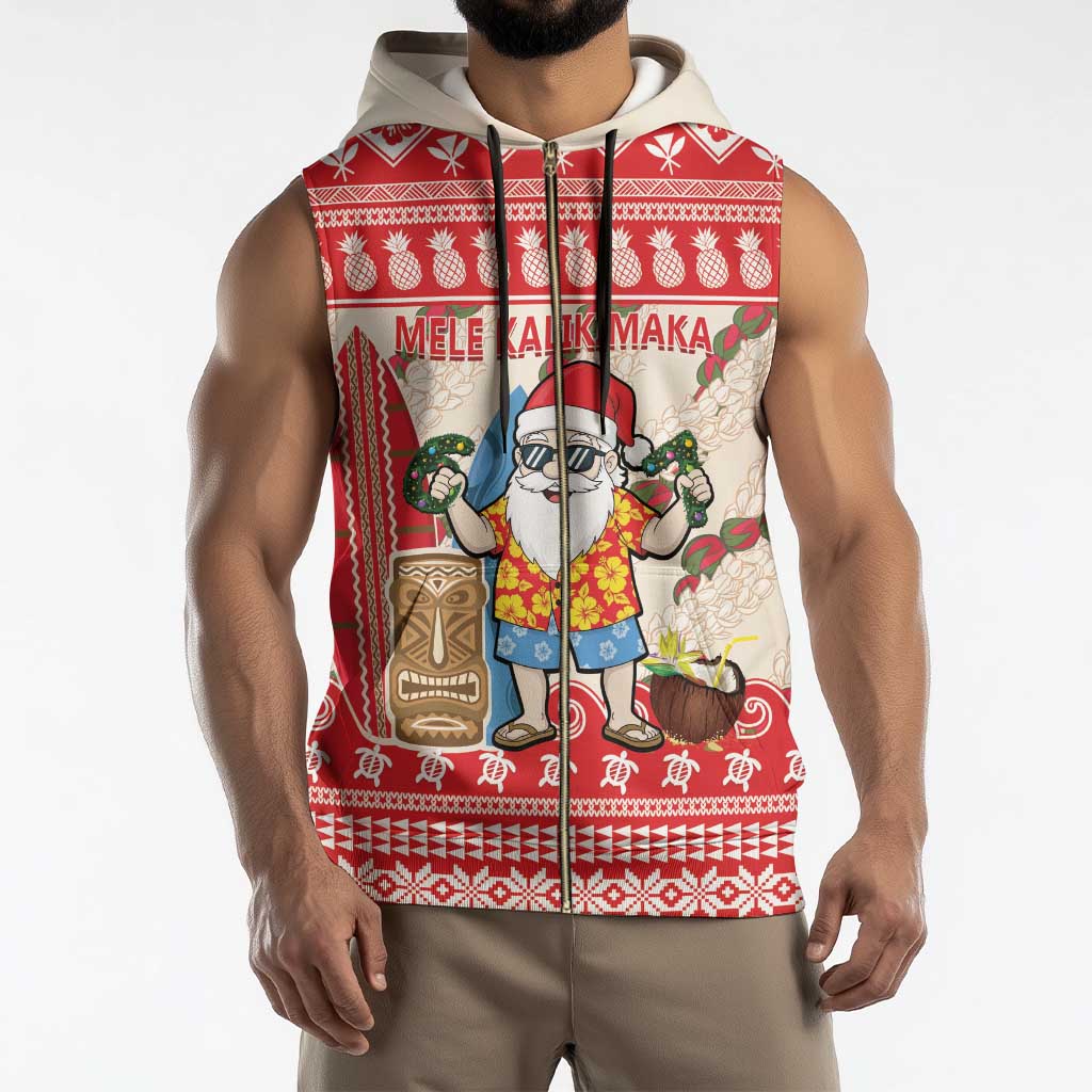 Hawaii Christmas Six Seven Sleeveless Zip Hoodie Mele Kalikimaka Funny Santa 67 Gen Alpha Slang - Polynesian Pride