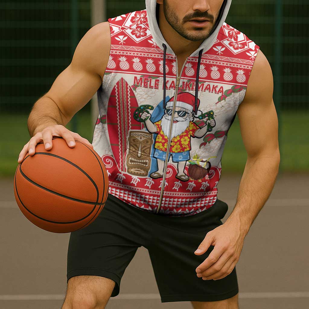 Hawaii Christmas Six Seven Sleeveless Zip Hoodie Mele Kalikimaka Funny Santa 67 Gen Alpha Slang - Polynesian Pride
