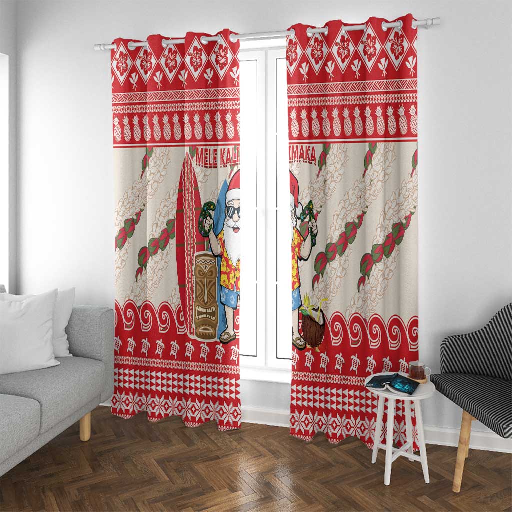 Hawaii Christmas Six Seven Window Curtain Mele Kalikimaka Funny Santa 67 Gen Alpha Slang - Polynesian Pride