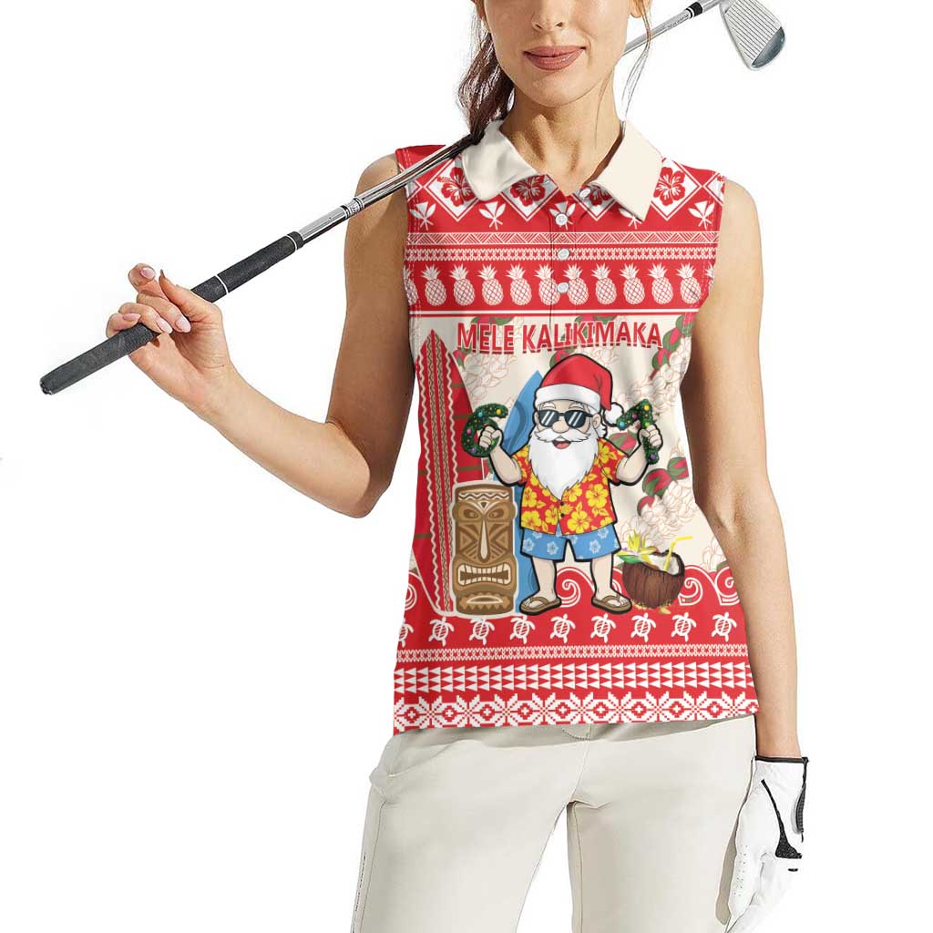 Hawaii Christmas Six Seven Women Sleeveless Polo Shirt Mele Kalikimaka Funny Santa 67 Gen Alpha Slang - Polynesian Pride