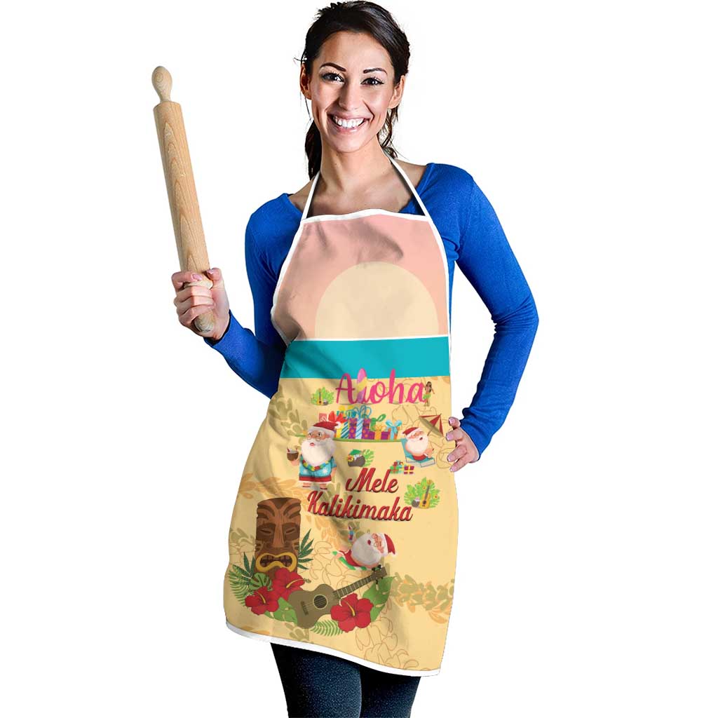 Aloha Hawaii Mele Kalikimaka Apron Beachy Funny Santa Hawaiian Lei - Polynesian Pride