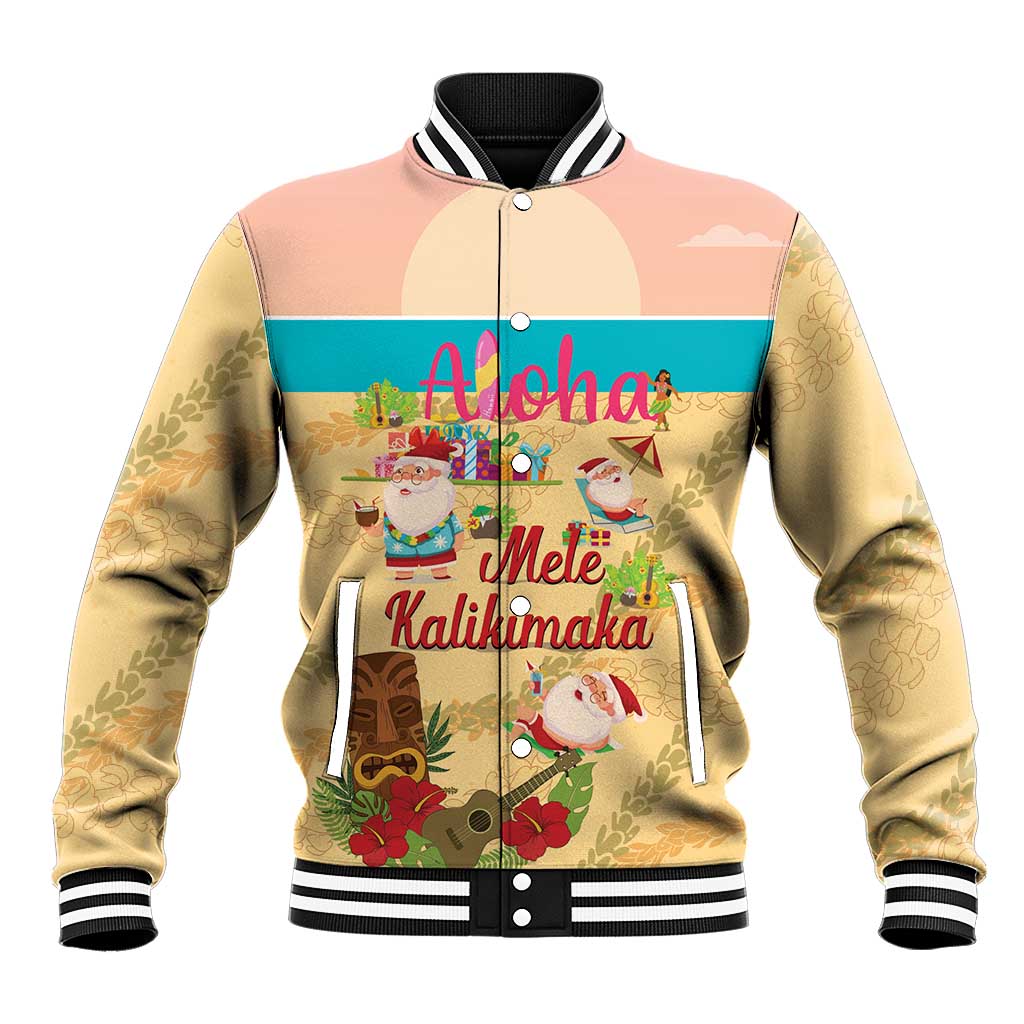 Aloha Hawaii Mele Kalikimaka Baseball Jacket Beachy Funny Santa Hawaiian Lei - Polynesian Pride