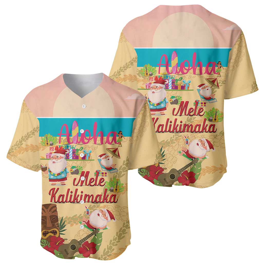 Aloha Hawaii Mele Kalikimaka Baseball Jersey Beachy Funny Santa Hawaiian Lei - Polynesian Pride