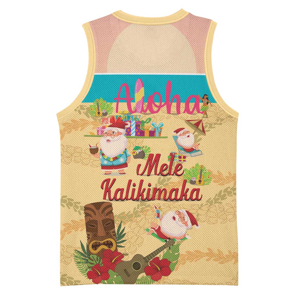 Aloha Hawaii Mele Kalikimaka Basketball Jersey Beachy Funny Santa Hawaiian Lei LT14 - Polynesian Pride