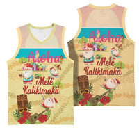 Aloha Hawaii Mele Kalikimaka Basketball Jersey Beachy Funny Santa Hawaiian Lei LT14 - Polynesian Pride