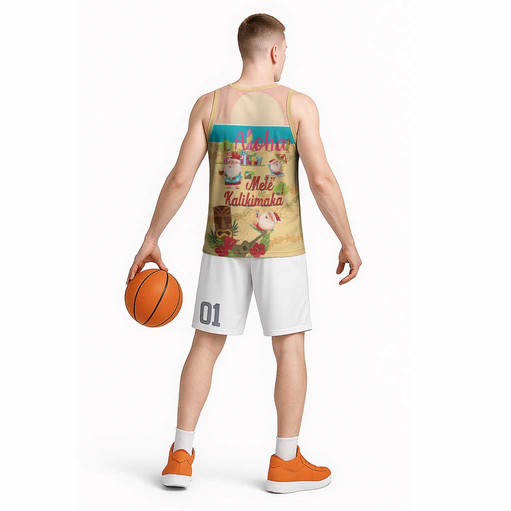 Aloha Hawaii Mele Kalikimaka Basketball Jersey Beachy Funny Santa Hawaiian Lei LT14 - Polynesian Pride