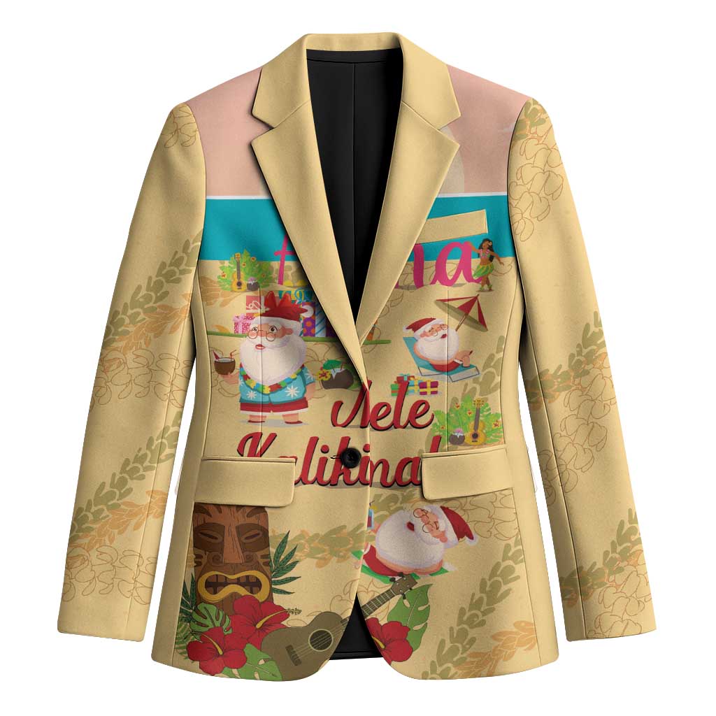 Aloha Hawaii Mele Kalikimaka Blazer Beachy Funny Santa Hawaiian Lei LT14 Unisex Yellow - Polynesian Pride