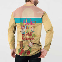 Aloha Hawaii Mele Kalikimaka Button Sweatshirt Beachy Funny Santa Hawaiian Lei - Polynesian Pride