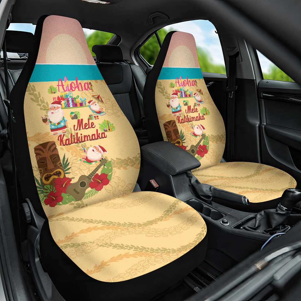 Aloha Hawaii Mele Kalikimaka Car Seat Cover Beachy Funny Santa Hawaiian Lei - Polynesian Pride