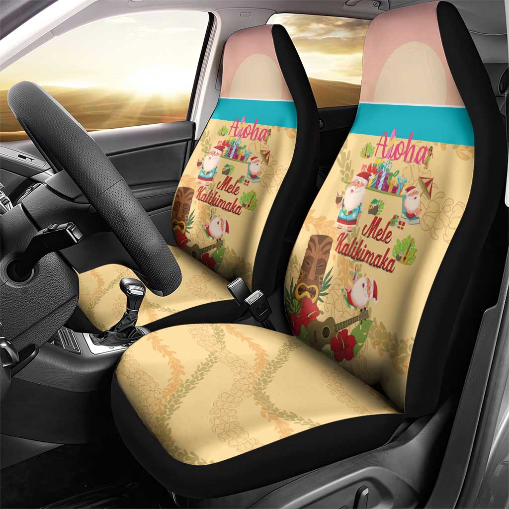 Aloha Hawaii Mele Kalikimaka Car Seat Cover Beachy Funny Santa Hawaiian Lei - Polynesian Pride