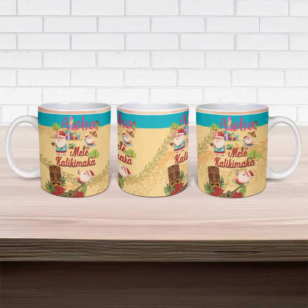 Aloha Hawaii Mele Kalikimaka Ceramic Mug Beachy Funny Santa Hawaiian Lei LT14 - Polynesian Pride