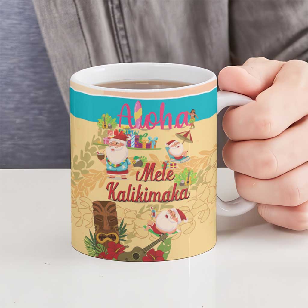 Aloha Hawaii Mele Kalikimaka Ceramic Mug Beachy Funny Santa Hawaiian Lei LT14 - Polynesian Pride