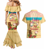 Aloha Hawaii Mele Kalikimaka Couples Matching Mermaid Dress and Hawaiian Shirt Beachy Funny Santa Hawaiian Lei - Polynesian Pride