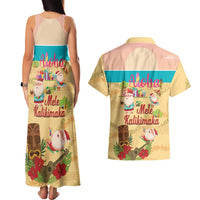 Aloha Hawaii Mele Kalikimaka Couples Matching Tank Maxi Dress and Hawaiian Shirt Beachy Funny Santa Hawaiian Lei - Polynesian Pride