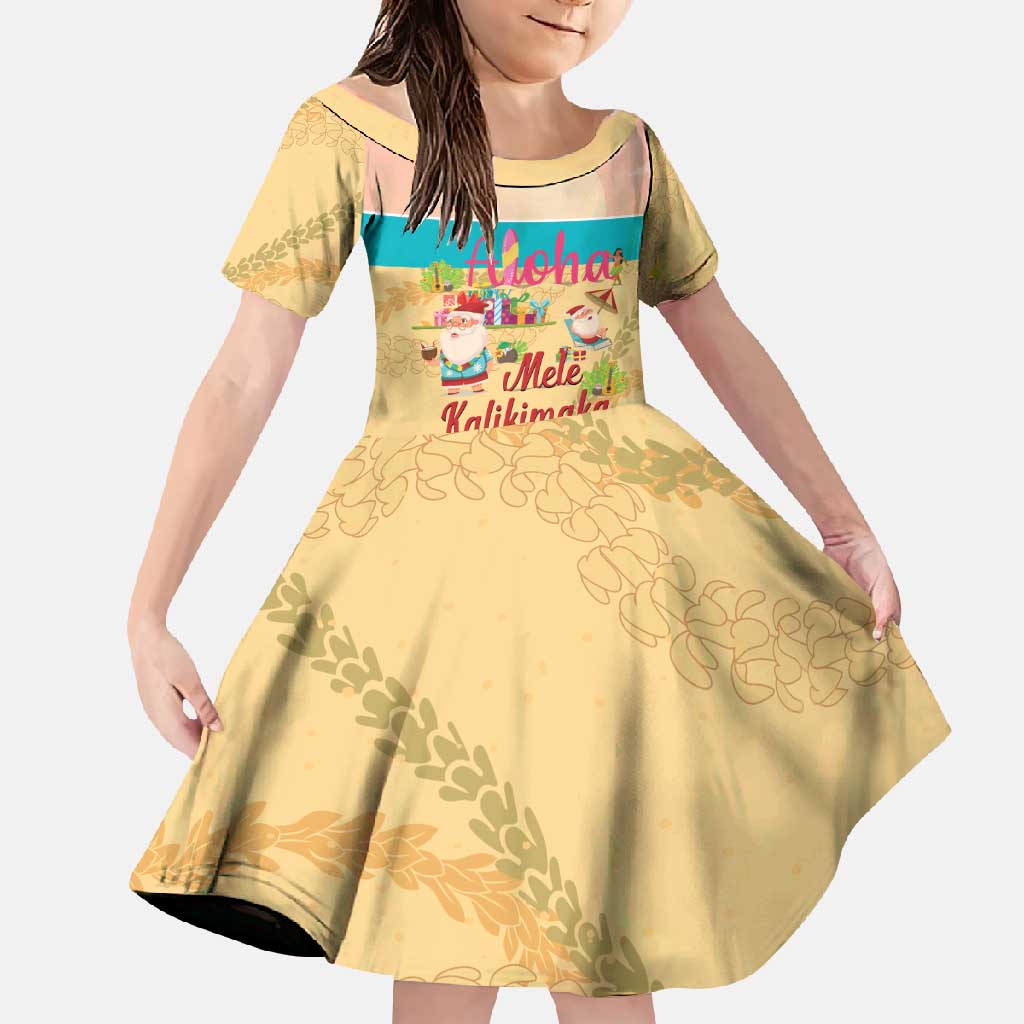 Aloha Hawaii Mele Kalikimaka Family Matching Long Sleeve Bodycon Dress and Hawaiian Shirt Beachy Funny Santa Hawaiian Lei - Polynesian Pride