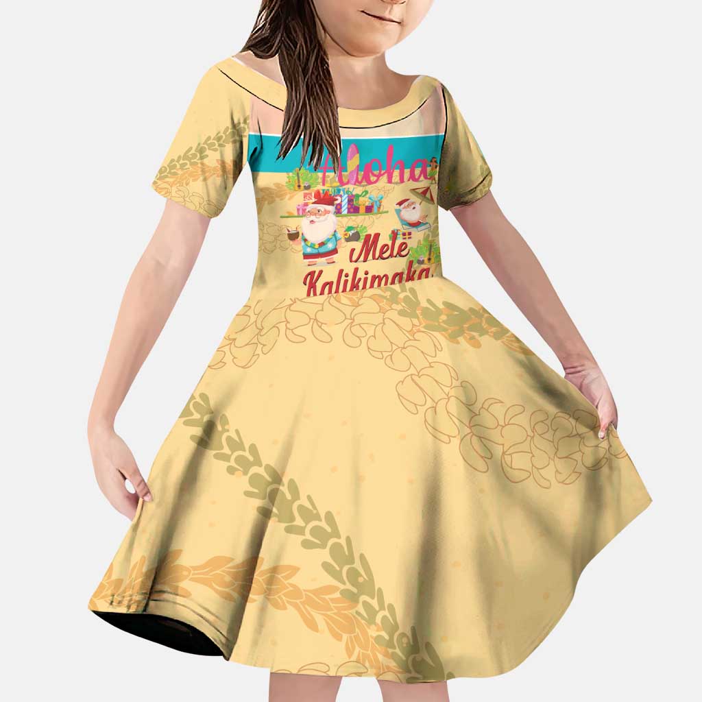 Aloha Hawaii Mele Kalikimaka Family Matching Off Shoulder Short Dress and Hawaiian Shirt Beachy Funny Santa Hawaiian Lei - Polynesian Pride
